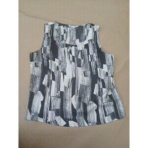 Rafael Womens Blouse Shell XL Gray Abstract Classic Designer Office Career